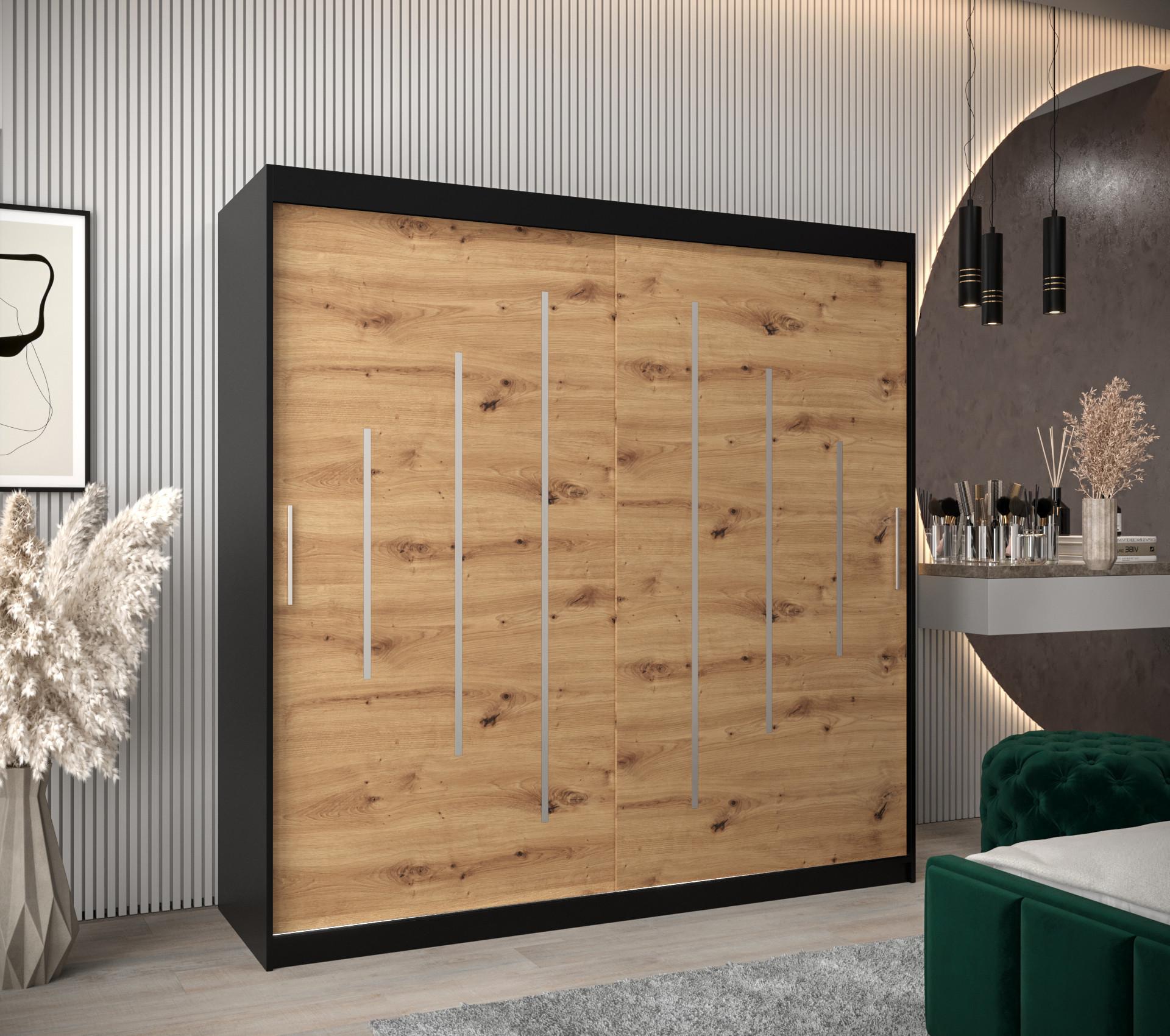SCHWEBETÜRENSCHRANK 200/200/62 2-türig Holz Abiks Möbel Möbel > Schränke > Kleiderschränke > Schwebetürenschränke Schwarz