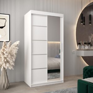 SCHWEBETÜRENSCHRANK 200/100/62 2-türig Holz MÖBEL KRYSPOL Möbel > Schränke > Kleiderschränke > Schwebetürenschränke Weiß