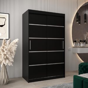 wohnli-moebel-suche-800000862386-1 SCHWEBETÜRENSCHRANK 200/120/62 2-türig Holz MÖBEL KRYSPOL Möbel > Schränke > Kleiderschränke > Schwebetürenschränke Schwarz