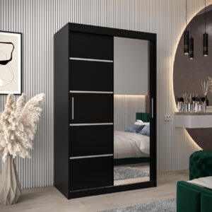 wohnli-moebel-suche-800000862390-1 SCHWEBETÜRENSCHRANK 200/120/62 2-türig Holz MÖBEL KRYSPOL Möbel > Schränke > Kleiderschränke > Schwebetürenschränke Schwarz