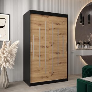 wohnli-moebel-suche-800000862397-1 SCHWEBETÜRENSCHRANK 200/120/62 2-türig Holz Abiks Möbel Möbel > Schränke > Kleiderschränke > Schwebetürenschränke Schwarz