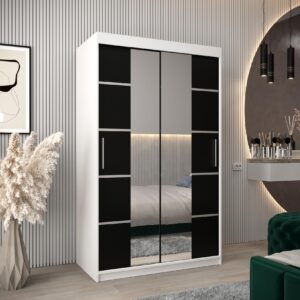 wohnli-moebel-suche-800000862424-1 SCHWEBETÜRENSCHRANK 200/120/62 2-türig Holz MÖBEL KRYSPOL Möbel > Schränke > Kleiderschränke > Schwebetürenschränke Weiß