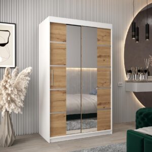 wohnli-moebel-suche-800000862447-1 SCHWEBETÜRENSCHRANK 200/120/62 2-türig Holz MÖBEL KRYSPOL Möbel > Schränke > Kleiderschränke > Schwebetürenschränke Weiß