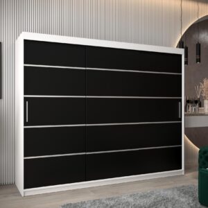 SCHWEBETÜRENSCHRANK 200/250/62 3-türig Holz MÖBEL KRYSPOL Möbel > Schränke > Kleiderschränke > Schwebetürenschränke Weiß
