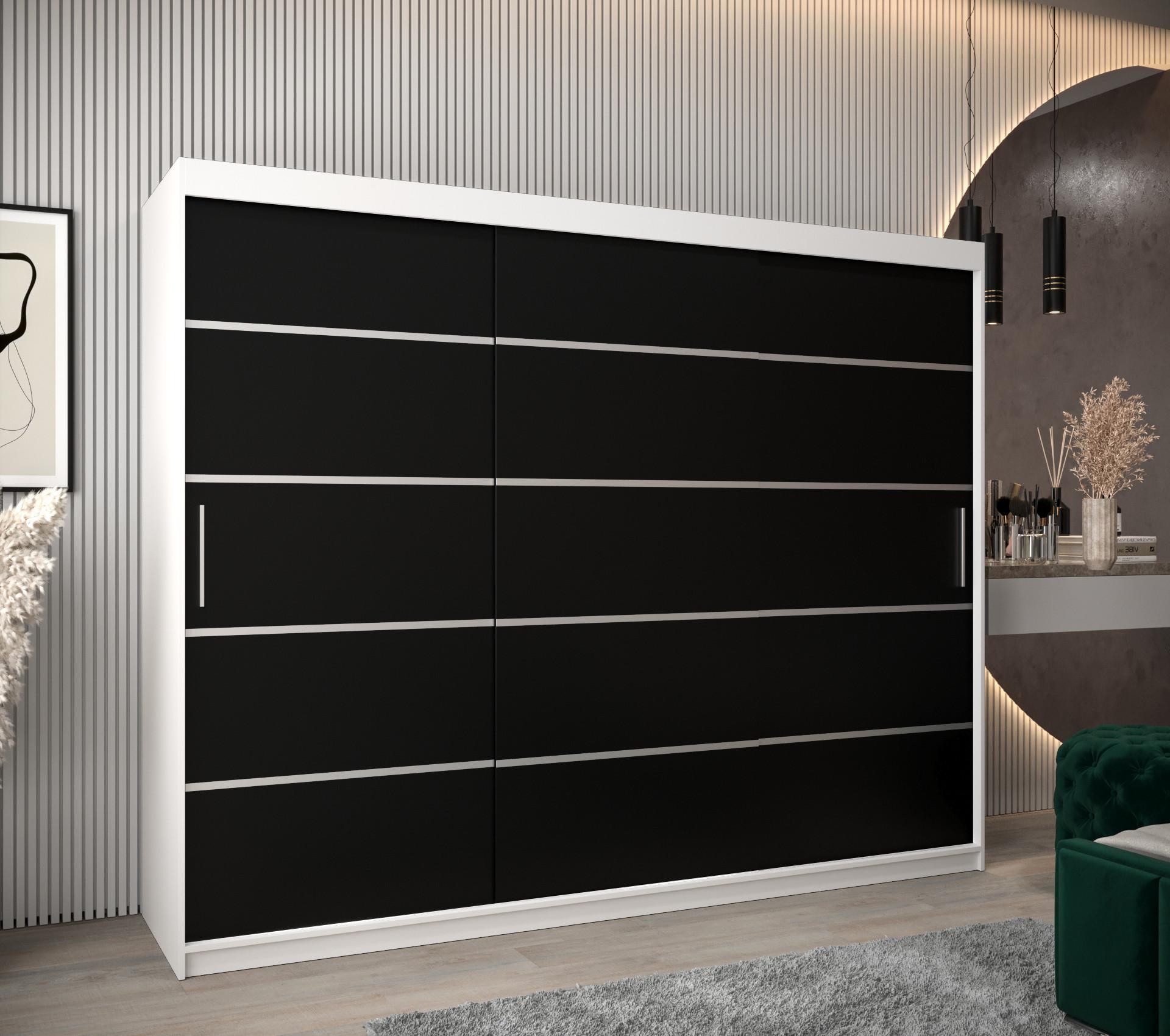 SCHWEBETÜRENSCHRANK 200/250/62 3-türig Holz MÖBEL KRYSPOL Möbel > Schränke > Kleiderschränke > Schwebetürenschränke Weiß