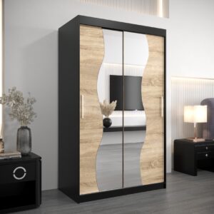 wohnli-moebel-suche-800000862585-1 SCHWEBETÜRENSCHRANK 200/120/62 2-türig Holz MÖBEL KRYSPOL Möbel > Schränke > Kleiderschränke > Schwebetürenschränke Schwarz