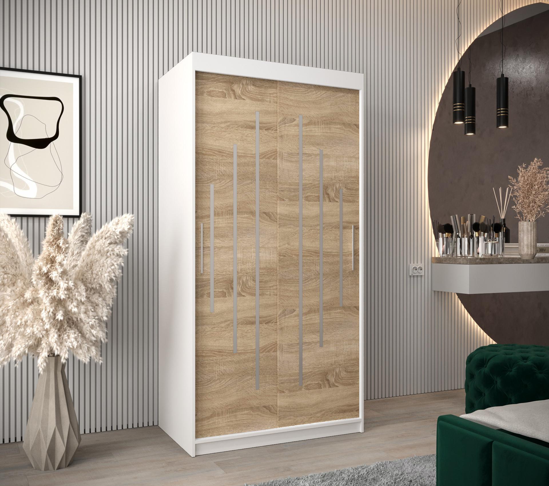 SCHWEBETÜRENSCHRANK 200/100/62 2-türig Holz Abiks Möbel Möbel > Schränke > Kleiderschränke > Schwebetürenschränke Weiß