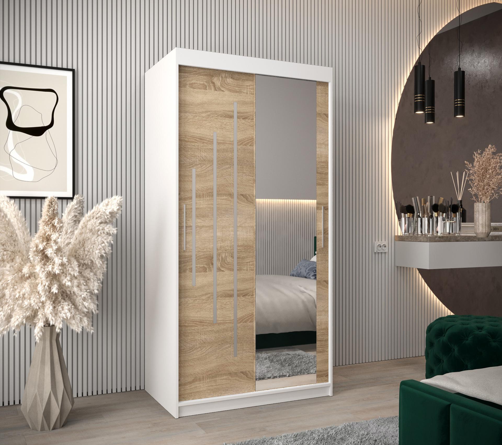 SCHWEBETÜRENSCHRANK 200/100/62 2-türig Holz Abiks Möbel Möbel > Schränke > Kleiderschränke > Schwebetürenschränke Weiß