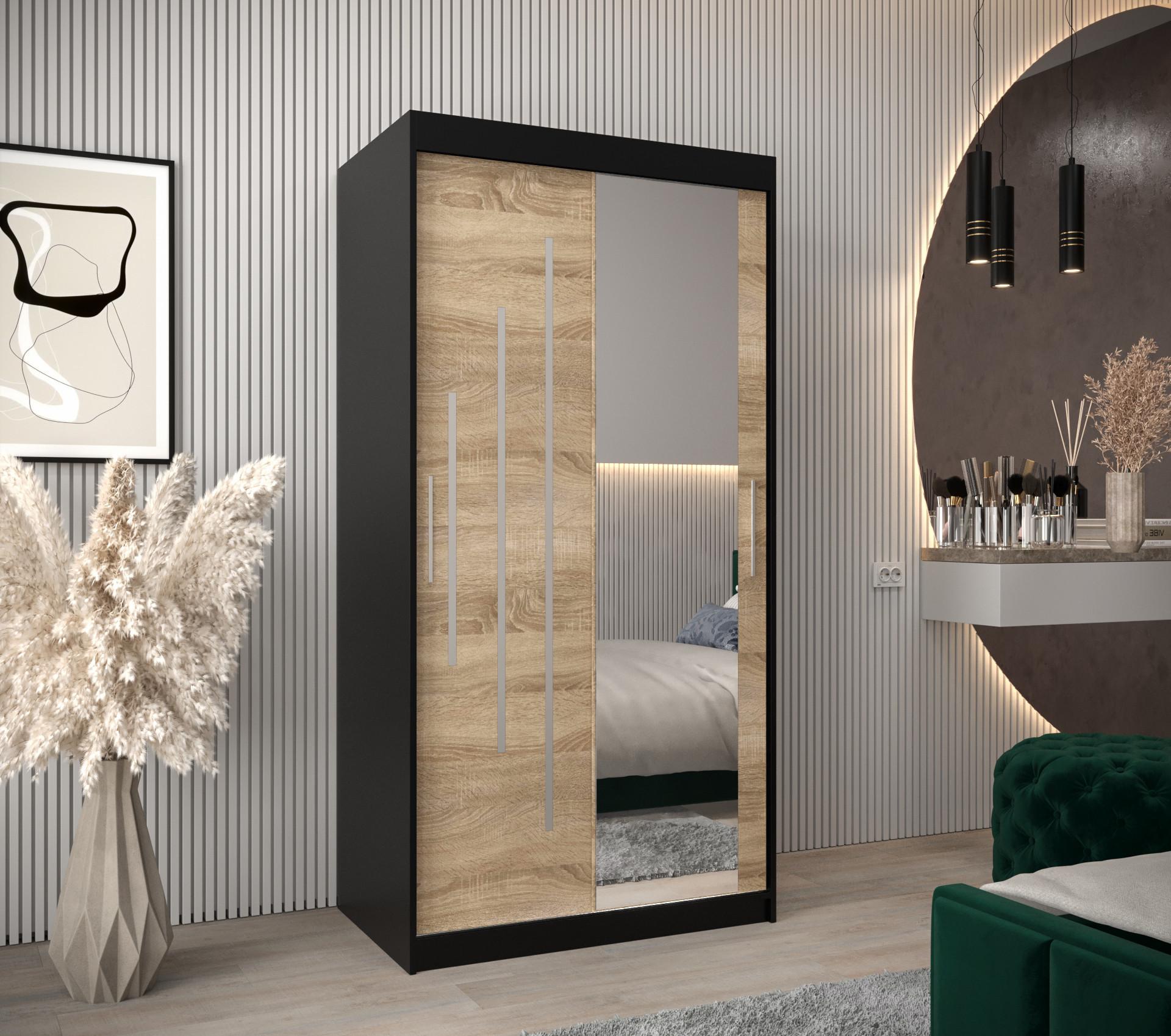 SCHWEBETÜRENSCHRANK 200/100/62 2-türig Holz Abiks Möbel Möbel > Schränke > Kleiderschränke > Schwebetürenschränke Schwarz