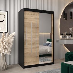 wohnli-moebel-suche-800000863250-1 SCHWEBETÜRENSCHRANK 200/120/62 2-türig Holz Abiks Möbel Möbel > Schränke > Kleiderschränke > Schwebetürenschränke Schwarz