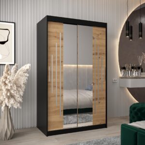 SCHWEBETÜRENSCHRANK 200/120/62 2-türig Holz Abiks Möbel Möbel > Schränke > Kleiderschränke > Schwebetürenschränke Schwarz