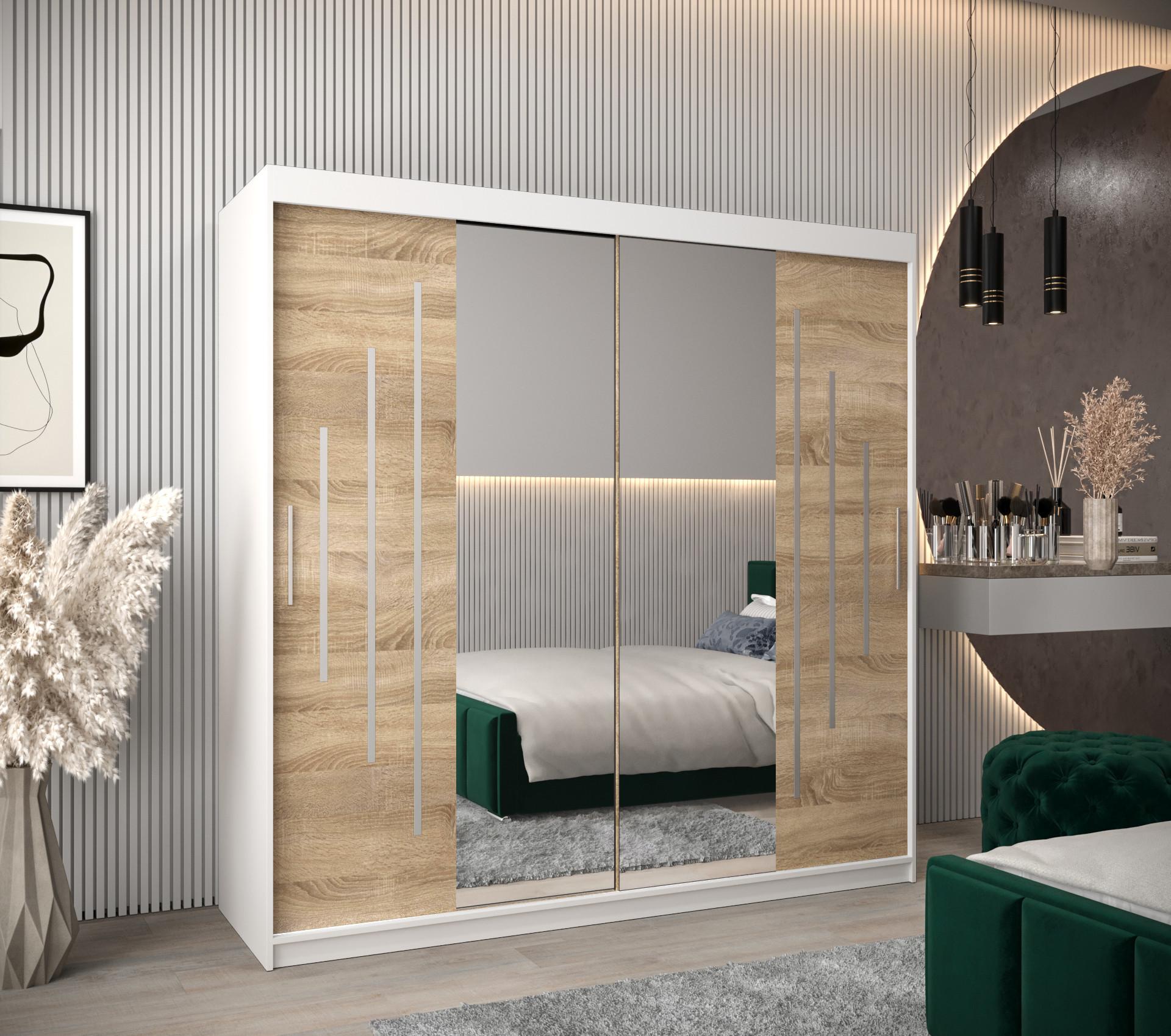 SCHWEBETÜRENSCHRANK 200/200/62 2-türig Holz Abiks Möbel Möbel > Schränke > Kleiderschränke > Schwebetürenschränke Weiß