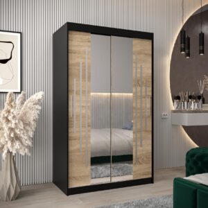wohnli-moebel-suche-800000863546-1 SCHWEBETÜRENSCHRANK 200/120/62 2-türig Holz Abiks Möbel Möbel > Schränke > Kleiderschränke > Schwebetürenschränke Schwarz