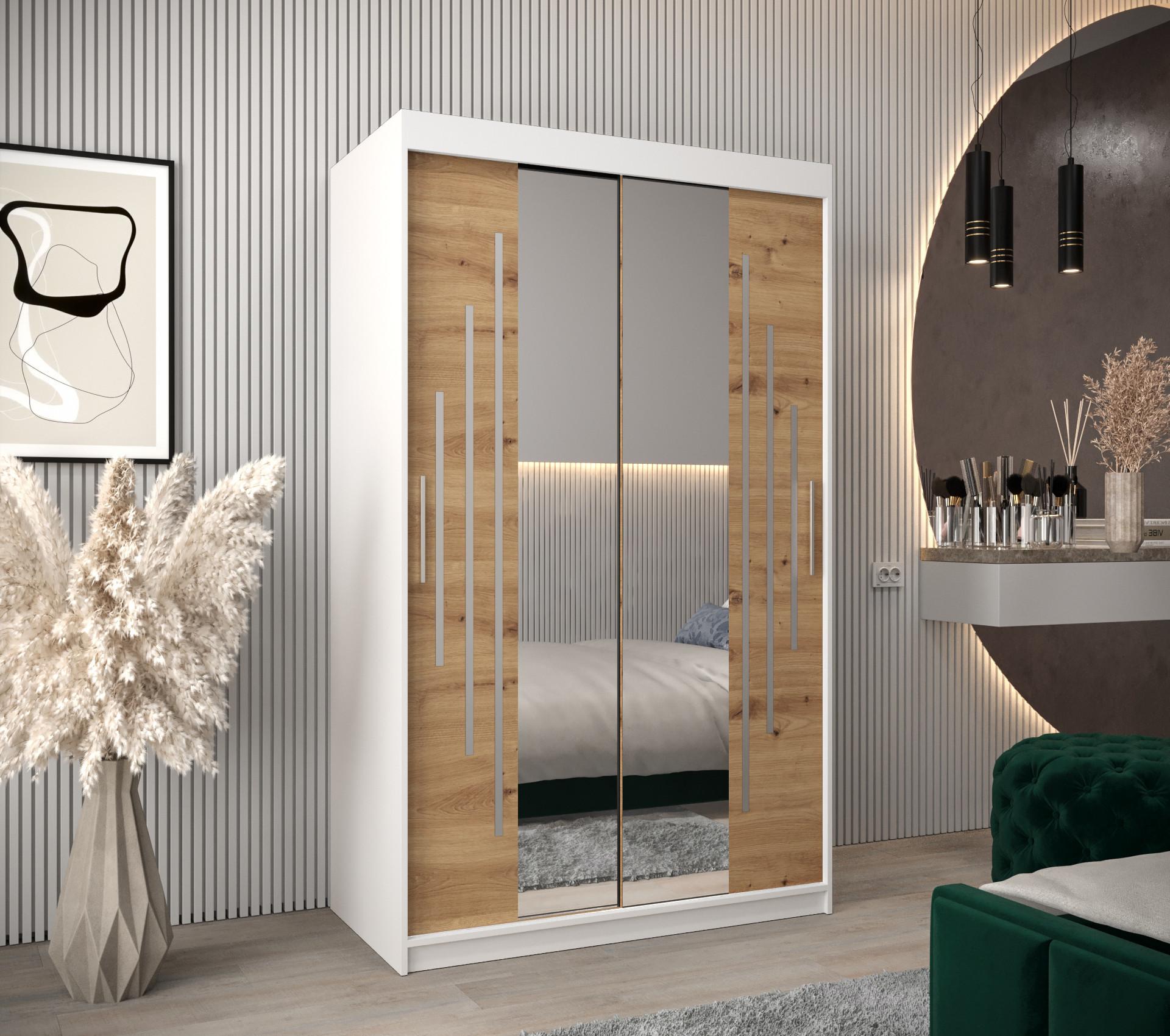 SCHWEBETÜRENSCHRANK 200/120/62 2-türig Holz Abiks Möbel Möbel > Schränke > Kleiderschränke > Schwebetürenschränke Weiß