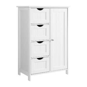 wohnli-moebel-suche-800000864701-1 MIDISCHRANK mit 1 Tür und 4 Schubladen - L55cm Holzwerkstoff Calicosy Möbel > Schränke > Badezimmerschränke Weiß