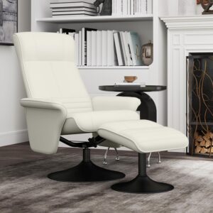 wohnli-moebel-suche-800000870172-1 RELAXSESSEL mit Hocker Drehbarer Fernsehsessel mit Liegefunktion Mikrofasertuch Textil HOMCOM Möbel > Sessel > Relaxsessel Weiß