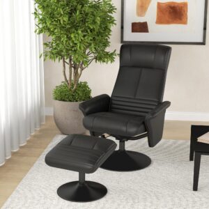 RELAXSESSEL mit Hocker Drehbarer Fernsehsessel mit Liegefunktion Mikrofasertuch Textil HOMCOM Möbel > Sessel > Relaxsessel Schwarz
