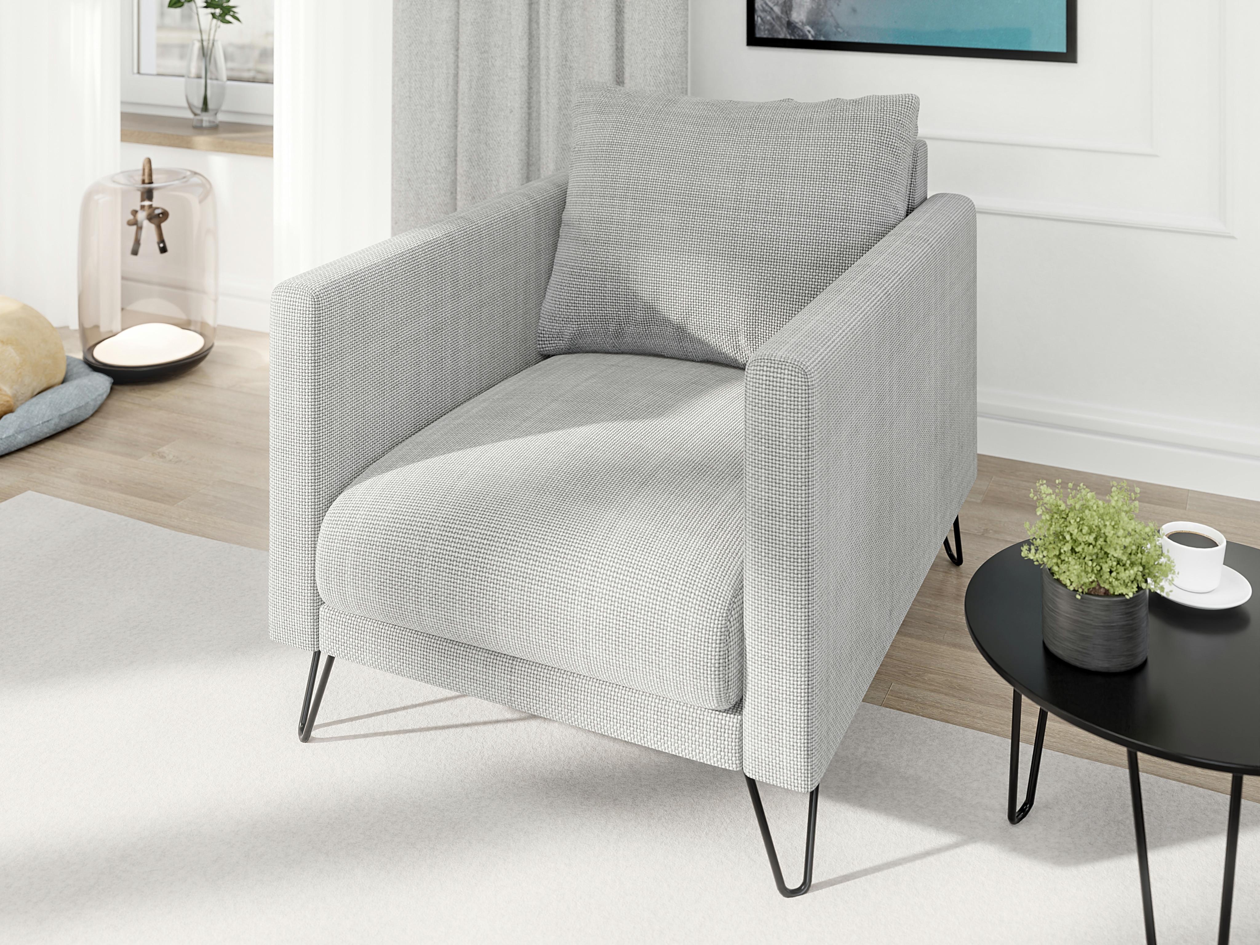 wohnli-moebel-suche-800000872779-1 SESSEL Harmony Hellgrau Chenille Textil S-Style Möbel Möbel > Sessel > Polstersessel Grau