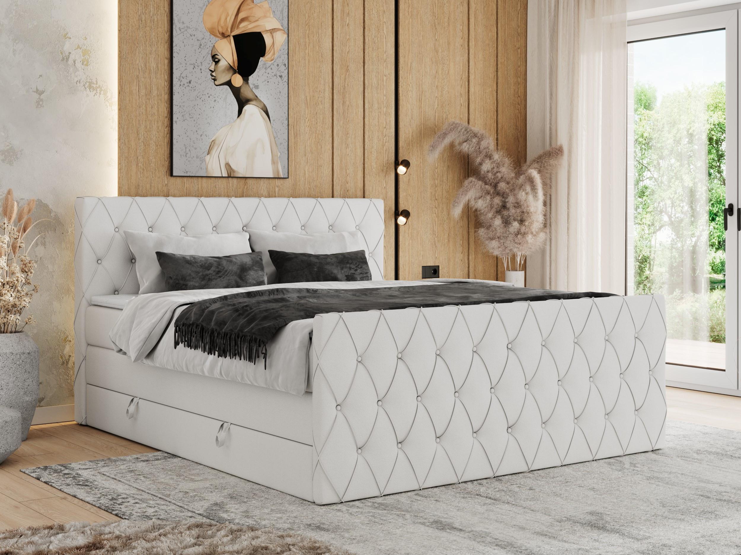 wohnli-moebel-suche-800000878675-1 BOXSPRINGBETT MIREN KING DUO 180/200 Weiß Kunstleder - H3 Textil MKS Möbel > Betten > Boxspringbetten Weiß