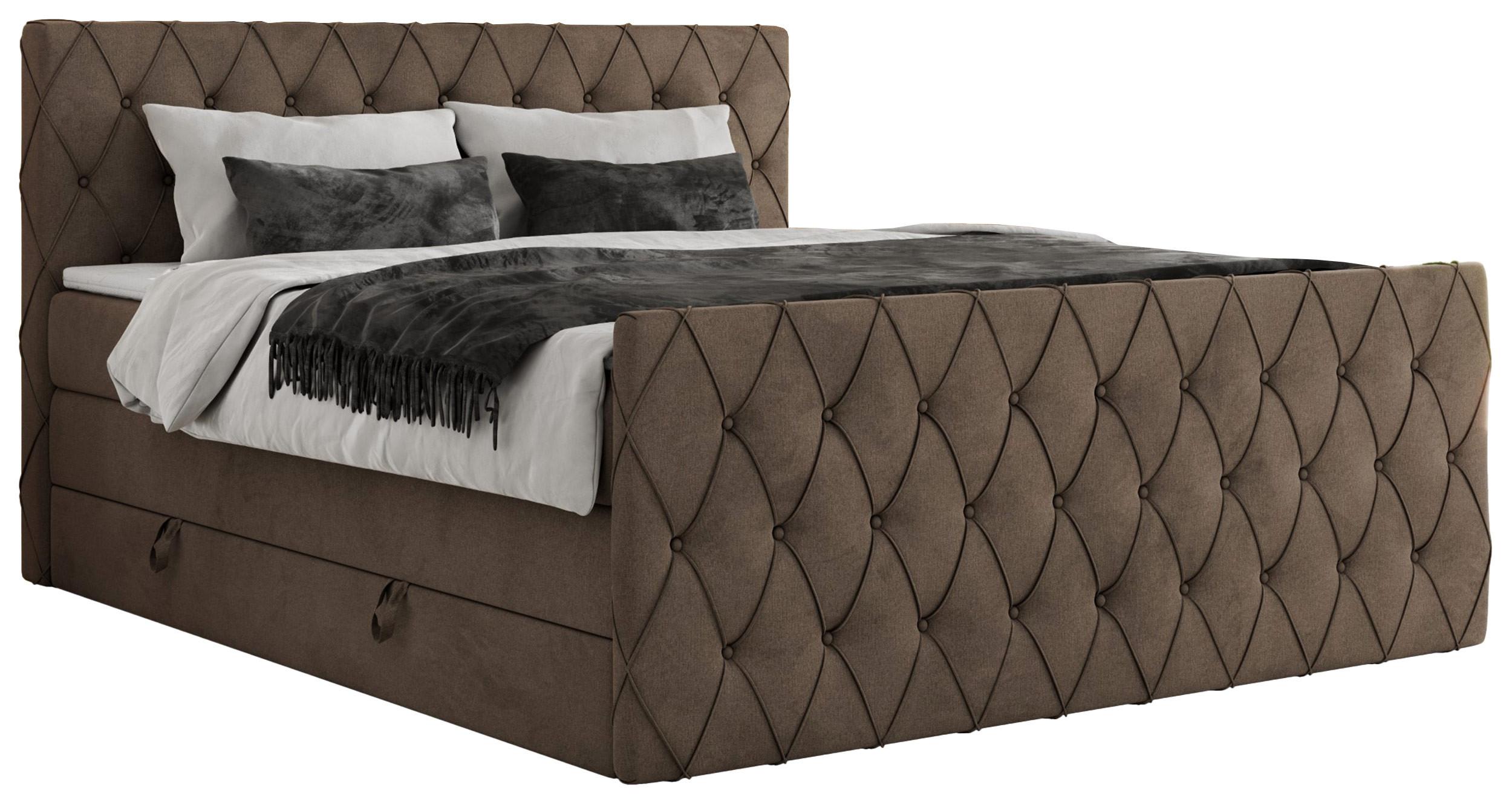 wohnli-moebel-suche-800000878676 Wohnli Möbelsuche - BOXSPRINGBETT MIREN KING DUO 200/200 Braun Velvet - H4
