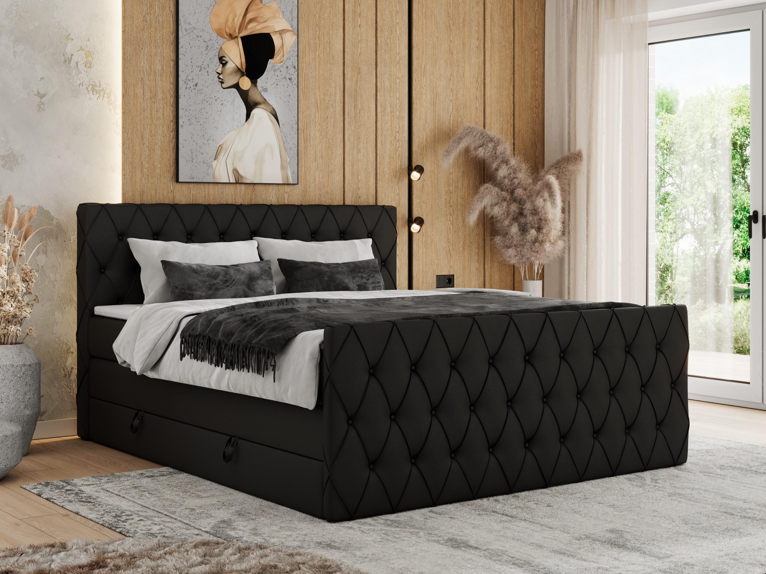 wohnli-moebel-suche-800000878680-1 BOXSPRINGBETT MIREN KING DUO 180/200 Schwarz Kunstleder - H3 Textil MKS Möbel > Betten > Boxspringbetten Schwarz