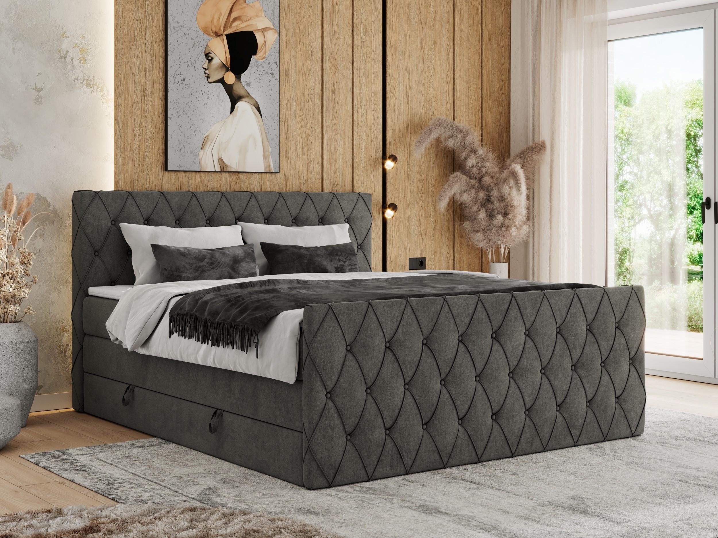 wohnli-moebel-suche-800000878696-1 BOXSPRINGBETT MIREN KING DUO 160/200 Dunkelgrau Velvet - H3 Textil MKS Möbel > Betten > Boxspringbetten Grau