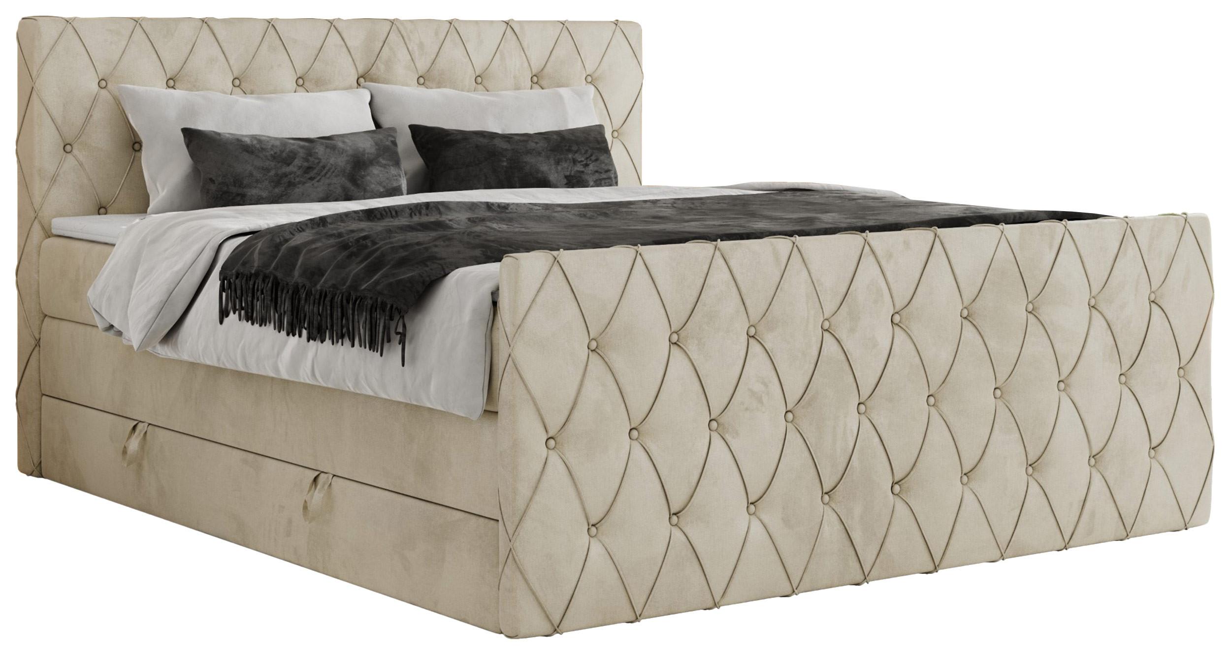wohnli-moebel-suche-800000878700 Wohnli Möbelsuche - BOXSPRINGBETT MIREN KING DUO 200/200 Beige Velvet - H4