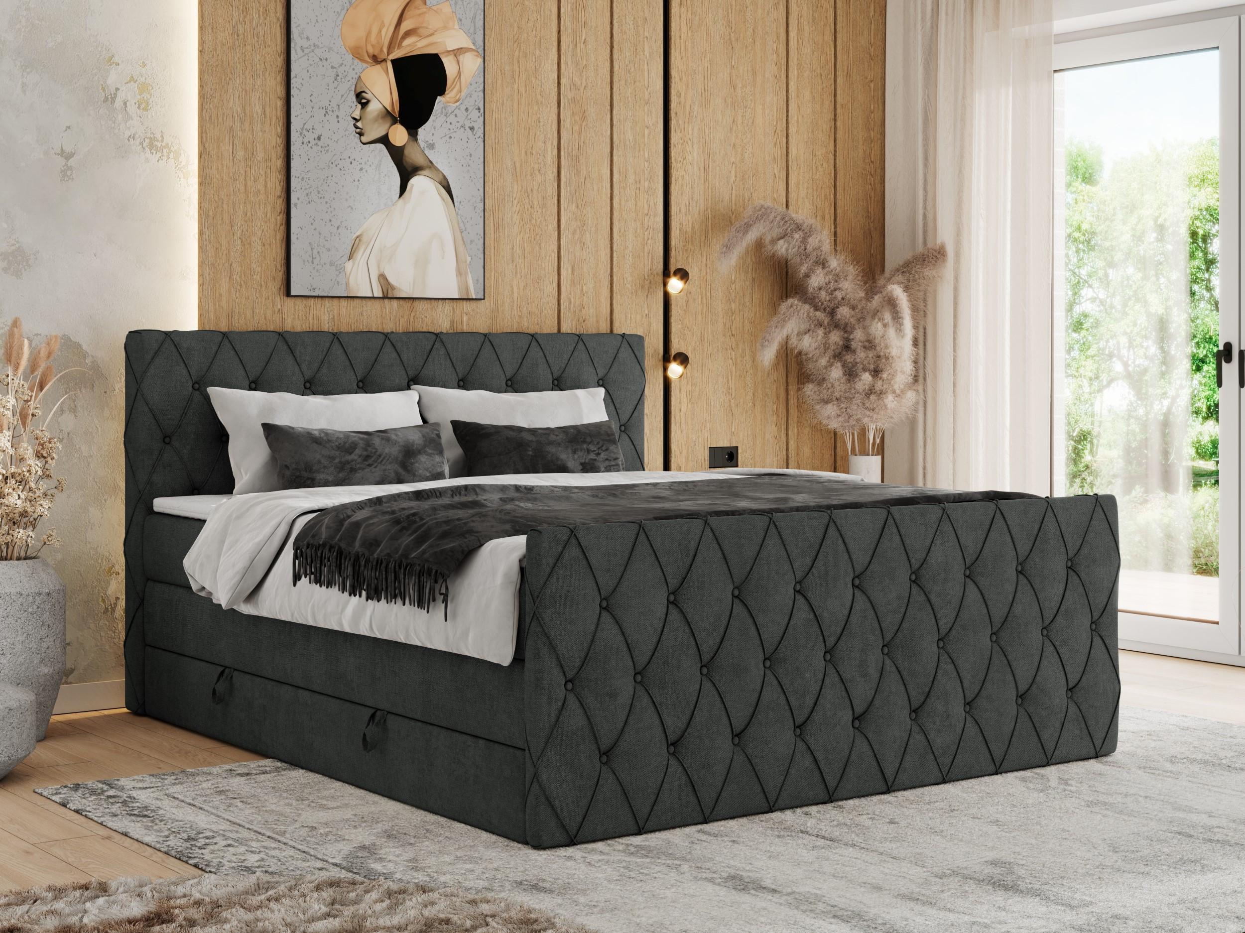 wohnli-moebel-suche-800000878710-1 BOXSPRINGBETT MIREN KING DUO 200/200 Dunkelgrau Struktur - H4 Textil MKS Möbel > Betten > Boxspringbetten Grau