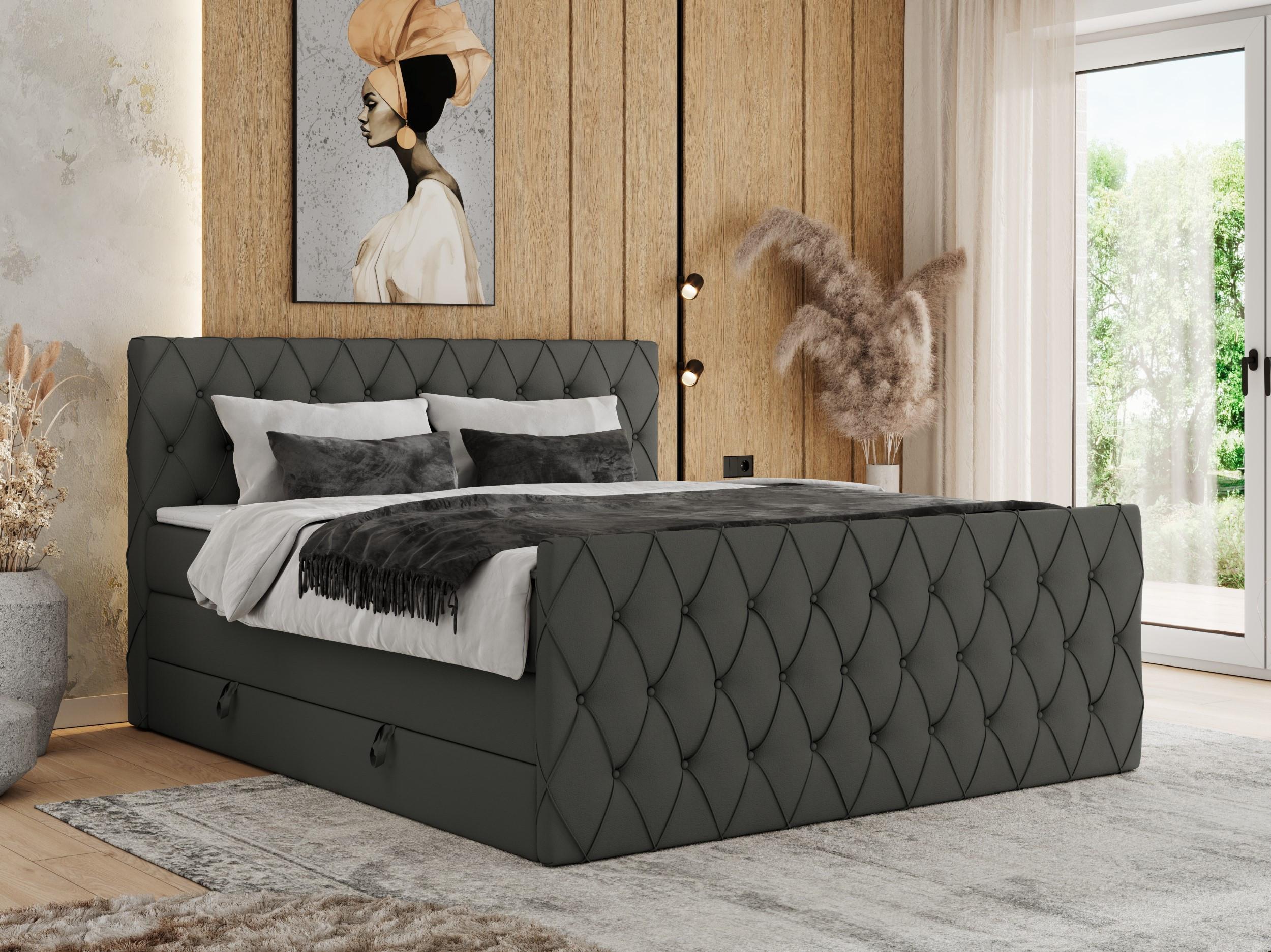 wohnli-moebel-suche-800000878718-1 BOXSPRINGBETT MIREN KING DUO 140/200 Dunkelgrau Kunstleder - H4 Textil MKS Möbel > Betten > Boxspringbetten Grau
