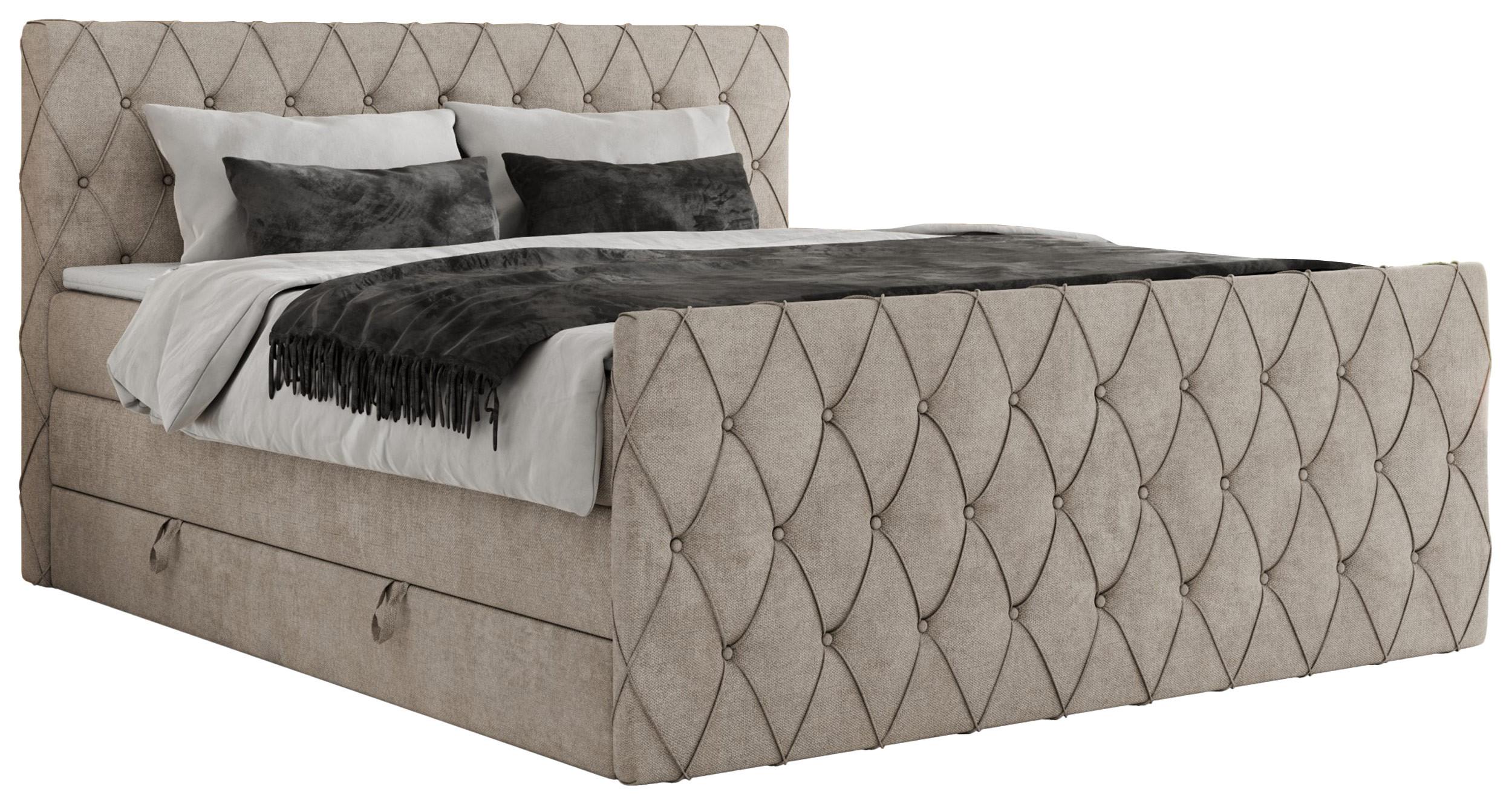 wohnli-moebel-suche-800000878719 Wohnli Möbelsuche - BOXSPRINGBETT MIREN KING DUO 200/200 Beige Struktur - H4