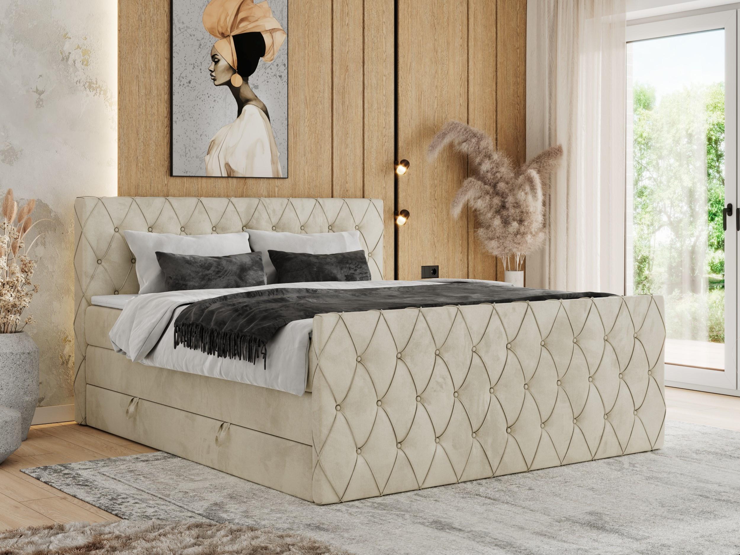BOXSPRINGBETT MIREN KING DUO 160/200 Beige Velvet - H4 Textil MKS Möbel > Betten > Boxspringbetten Beige