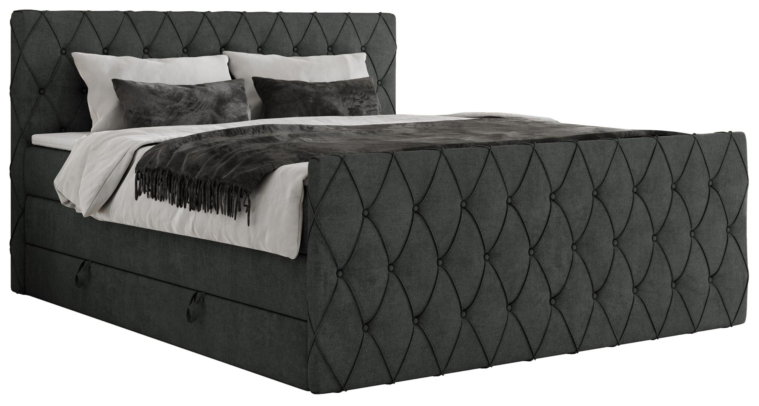 wohnli-moebel-suche-800000878725 Wohnli Möbelsuche - BOXSPRINGBETT MIREN KING DUO 160/200 Dunkelgrau Struktur - H3