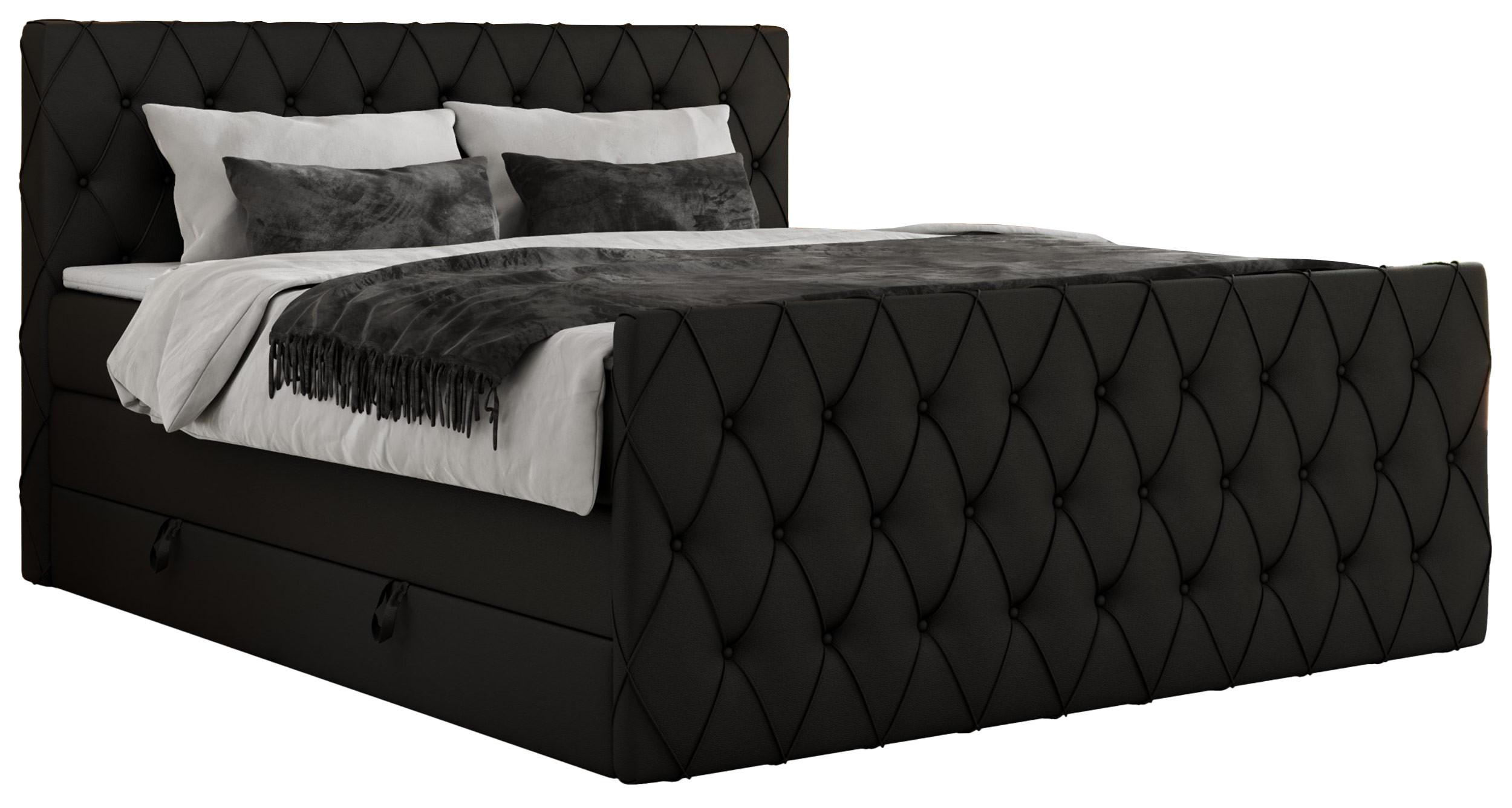 wohnli-moebel-suche-800000878732 Wohnli Möbelsuche - BOXSPRINGBETT MIREN KING DUO 200/200 Schwarz Kunstleder - H4