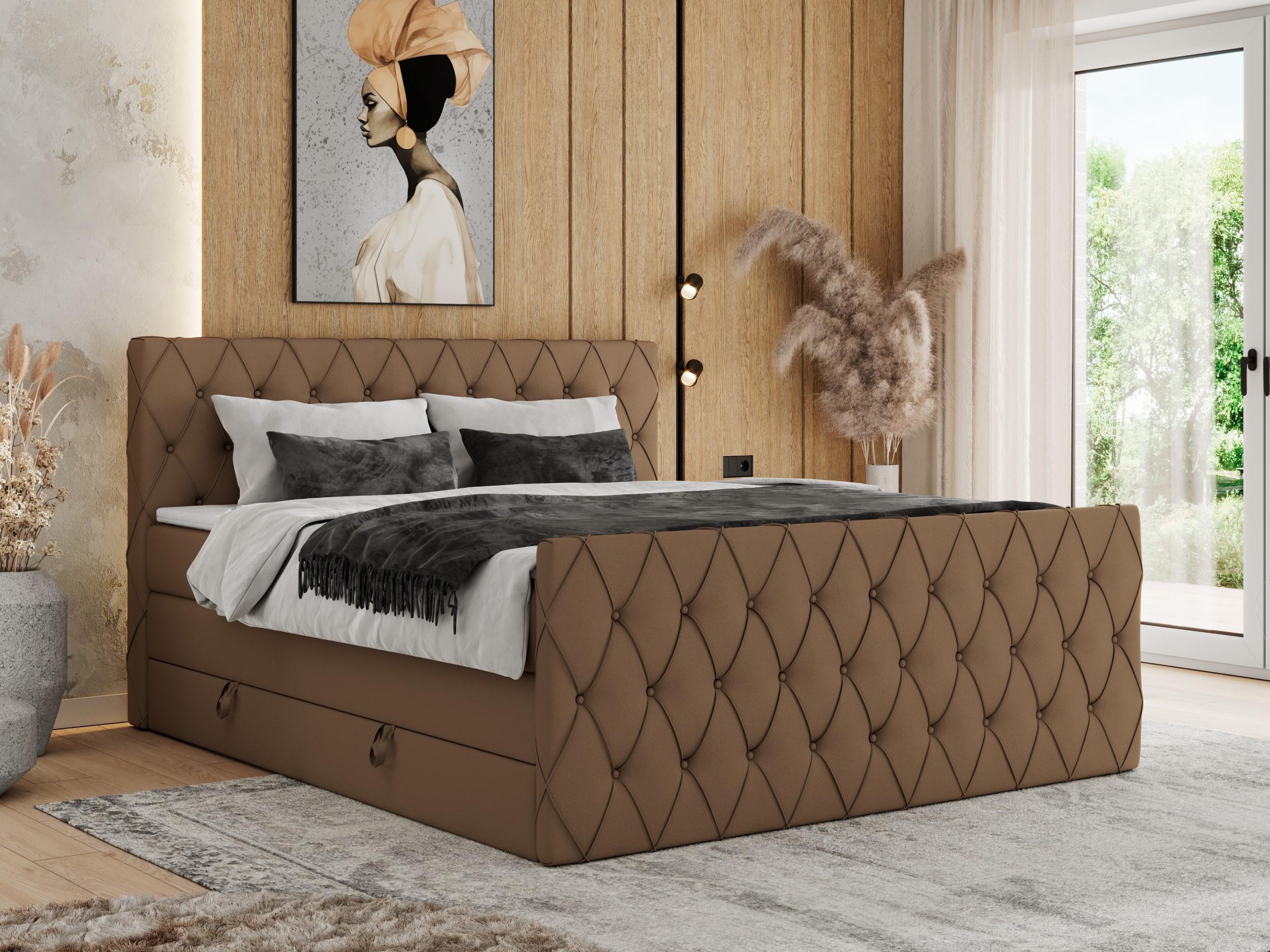 wohnli-moebel-suche-800000878744-1 BOXSPRINGBETT MIREN KING DUO 200/200 Braun Kunstleder - H4 Textil MKS Möbel > Betten > Boxspringbetten Braun
