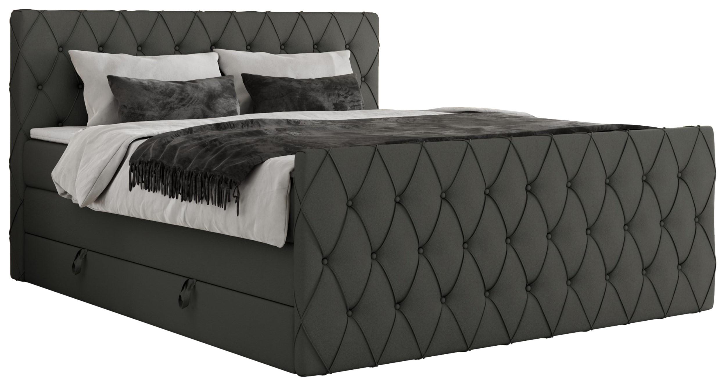 wohnli-moebel-suche-800000878745 Wohnli Möbelsuche - BOXSPRINGBETT MIREN KING DUO 200/200 Dunkelgrau Kunstleder - H4