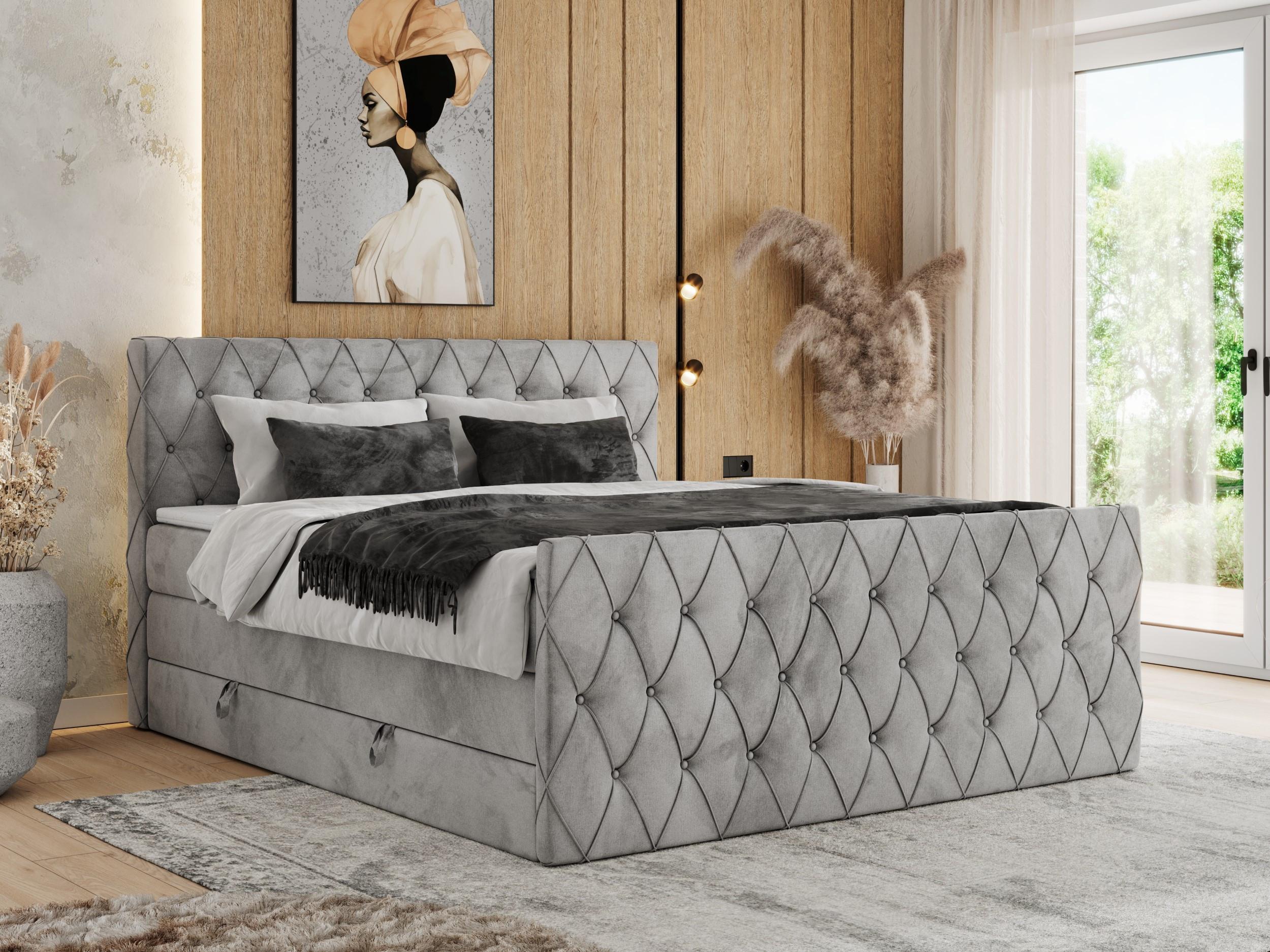 wohnli-moebel-suche-800000878749-1 BOXSPRINGBETT MIREN KING DUO 140/200 Hellgrau Velvet - H3 Textil MKS Möbel > Betten > Boxspringbetten Grau