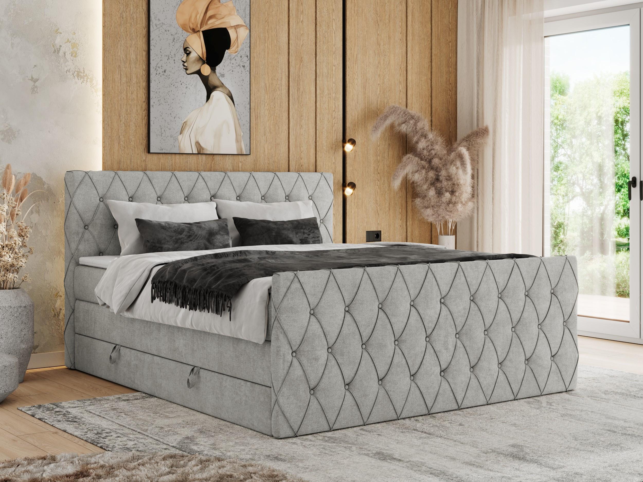 wohnli-moebel-suche-800000878756-1 BOXSPRINGBETT MIREN KING DUO 160/200 Hellgrau Struktur - H3 Textil MKS Möbel > Betten > Boxspringbetten Grau