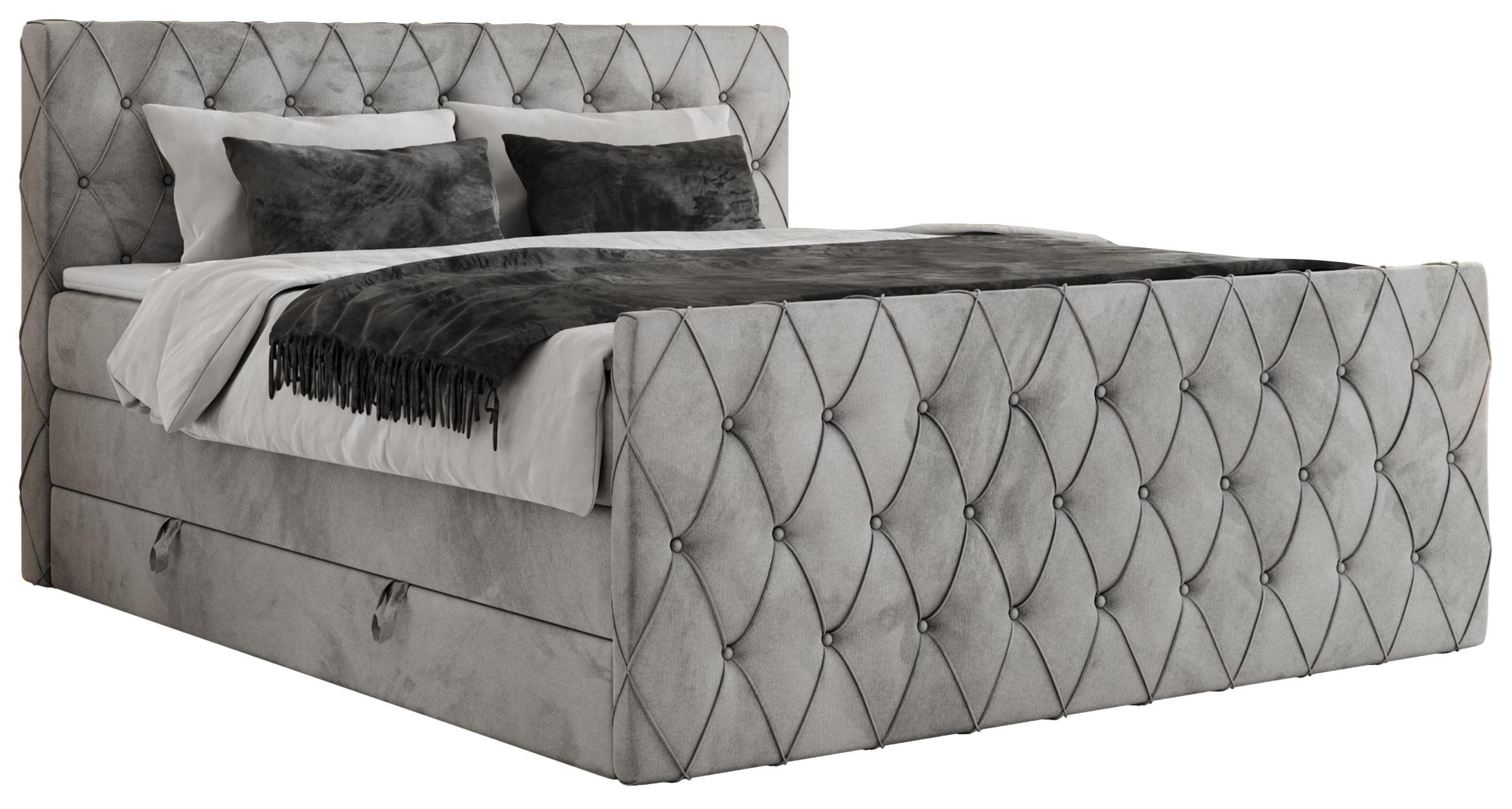 wohnli-moebel-suche-800000878761 Wohnli Möbelsuche - BOXSPRINGBETT MIREN KING DUO 200/200 Hellgrau Velvet - H3