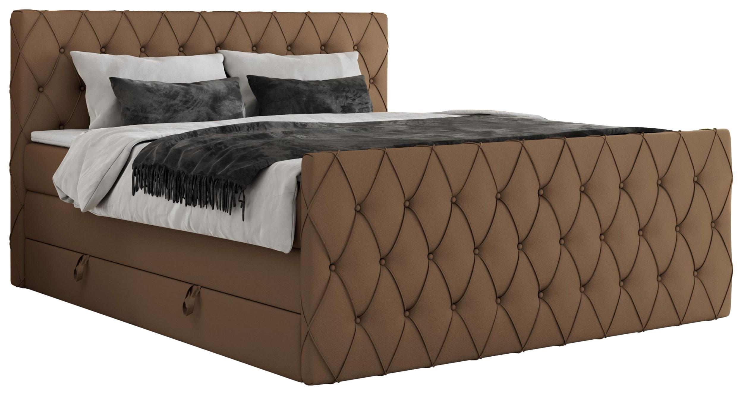 wohnli-moebel-suche-800000878763 Wohnli Möbelsuche - BOXSPRINGBETT MIREN KING DUO 160/200 Braun Kunstleder - H4