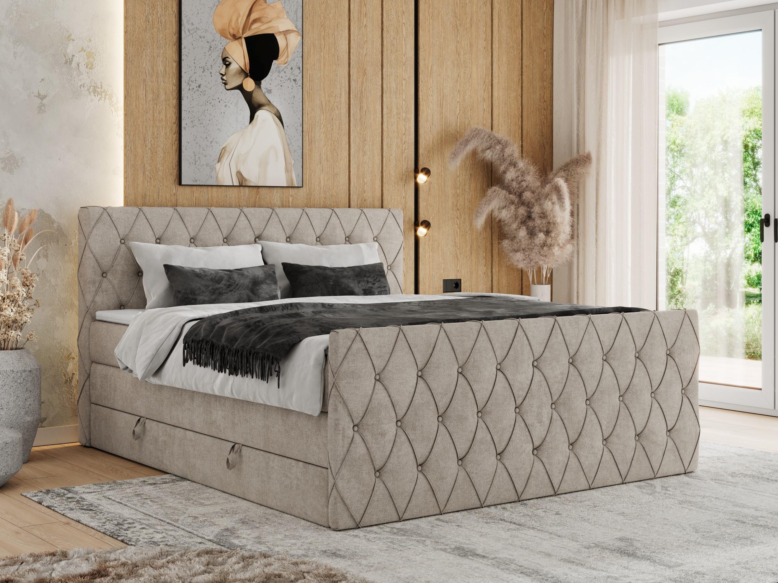 wohnli-moebel-suche-800000878765-1 BOXSPRINGBETT MIREN KING DUO 200/200 Beige Struktur - H3 Textil MKS Möbel > Betten > Boxspringbetten Beige