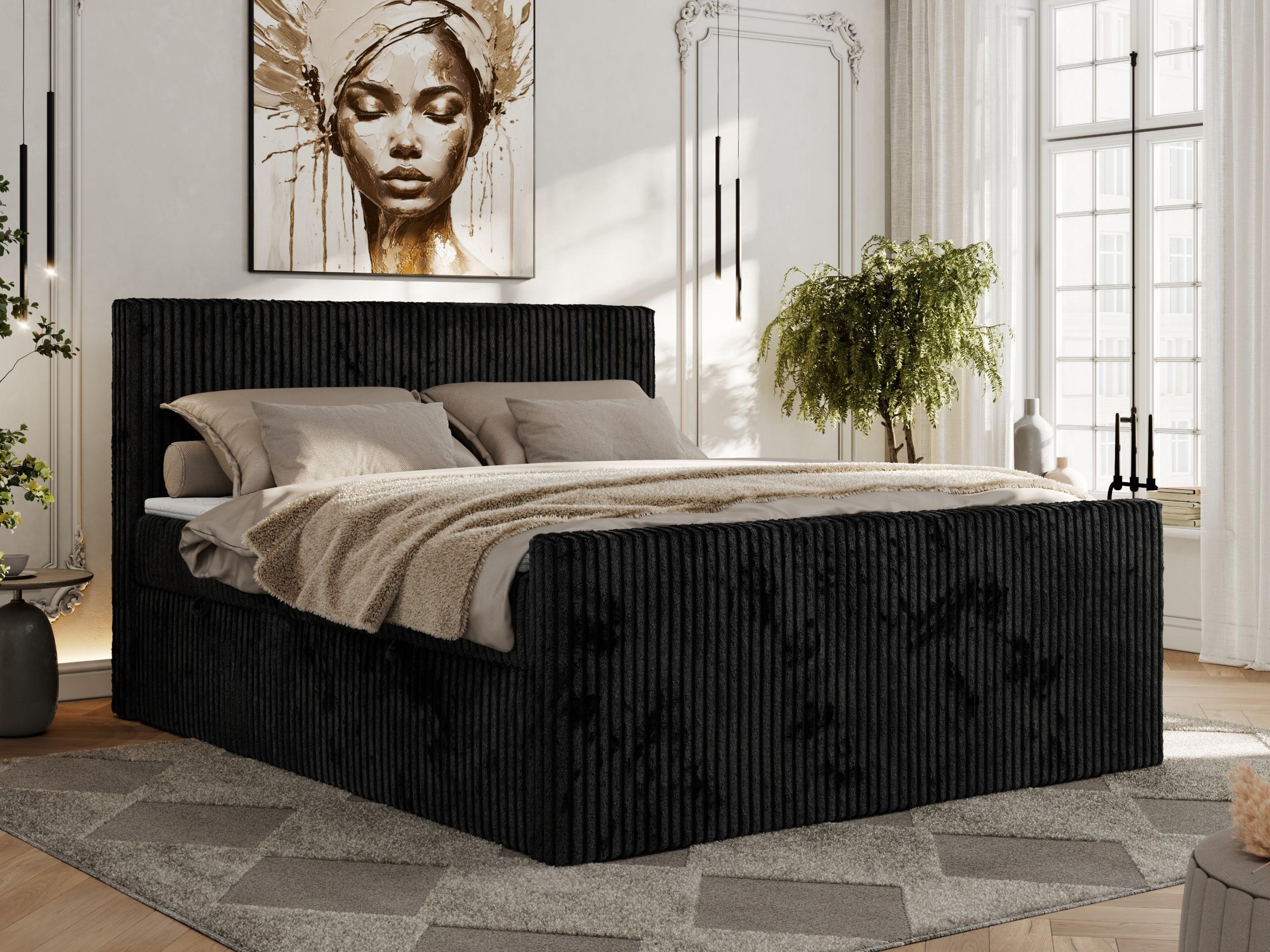 wohnli-moebel-suche-800000878896-1 BOXBETT TILIANO DUO 140/200 - Schwarz Cord - H4 Textil MKS Möbel > Betten > Boxspringbetten Schwarz