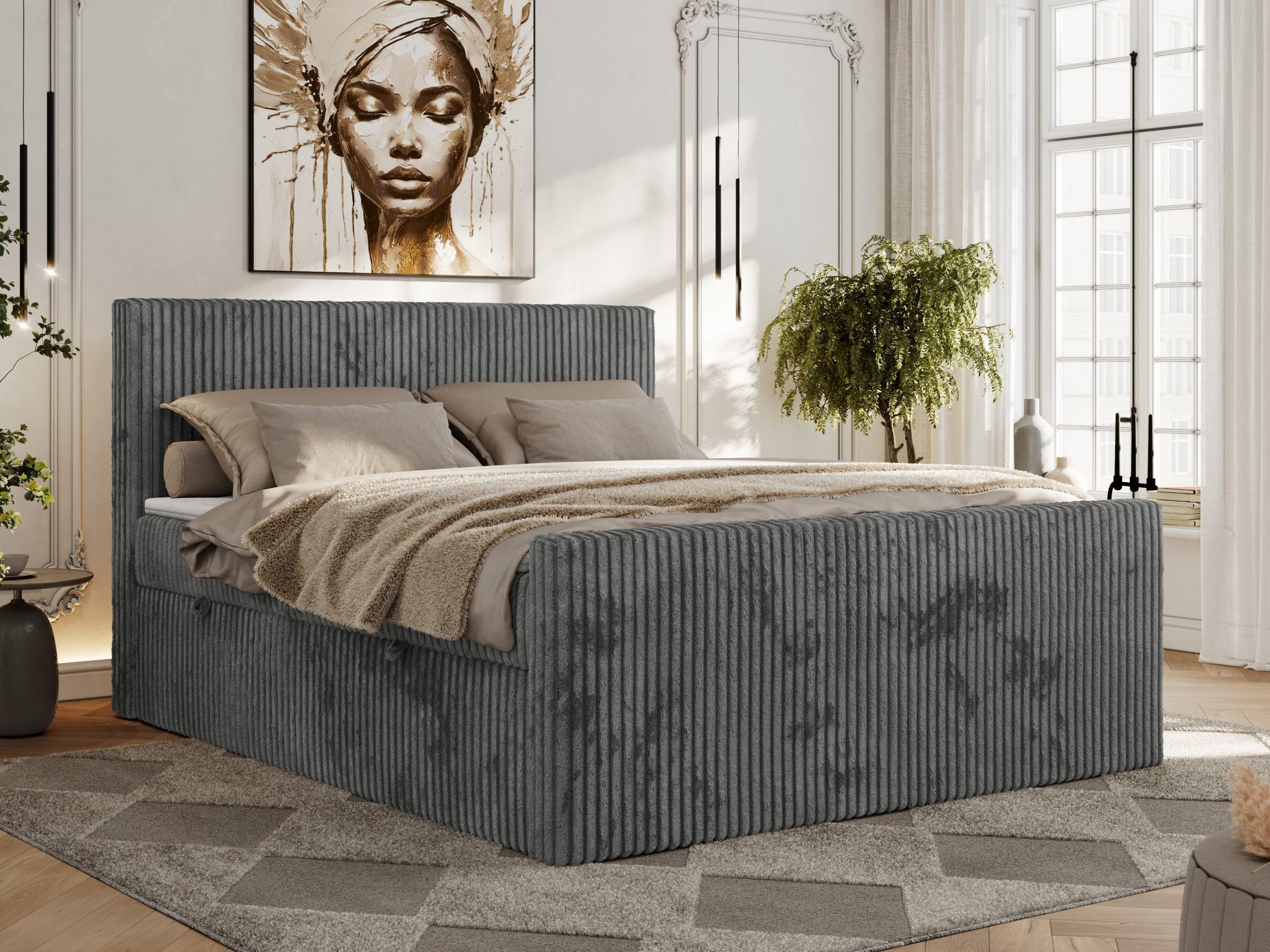 BOXBETT TILIANO DUO 200/200 - Grau Cord - H3 Textil MKS Möbel > Betten > Boxspringbetten Grau