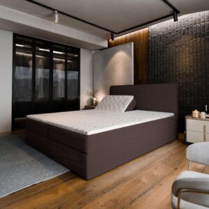 wohnli-moebel-suche-800000882518-1 BOXBETT ASTOR 160x200 cm mit Matratze und Topper - Braun Holz MASSENO Möbel > Betten > Boxspringbetten Braun