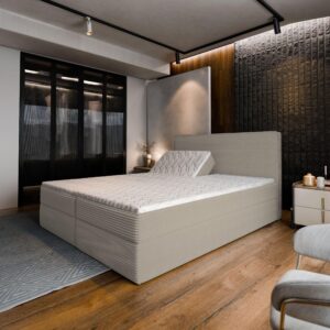 wohnli-moebel-suche-800000882534-1 BOXBETT ASTOR 180x200 cm mit Matratze und Topper - Beige Holz MASSENO Möbel > Betten > Boxspringbetten Beige