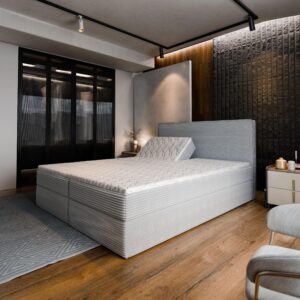 wohnli-moebel-suche-800000882542-1 BOXBETT ASTOR 180x200 cm mit Matratze und Topper - Hellgrau Holz MASSENO Möbel > Betten > Boxspringbetten Grau