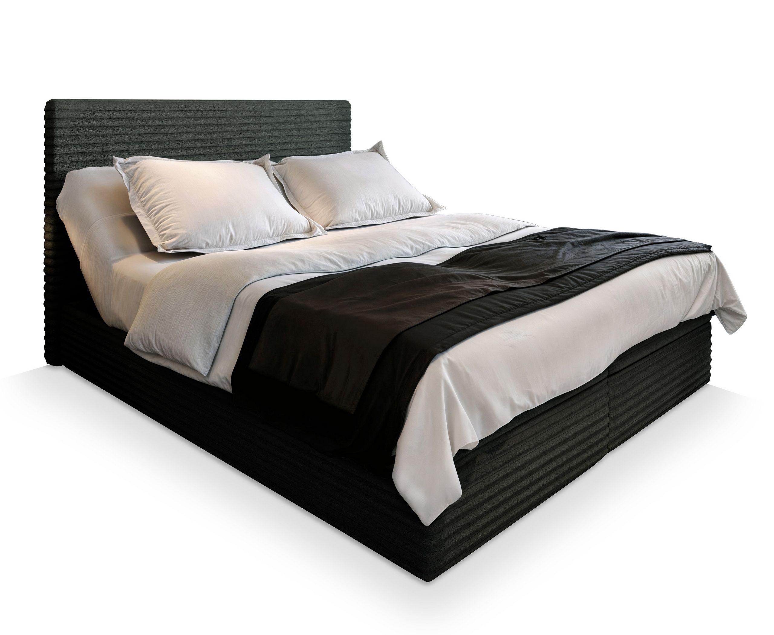 Wohnli Möbelsuche - BOXBETT MILARA 180x200 cm mit Matratze und Topper - Schwarz
