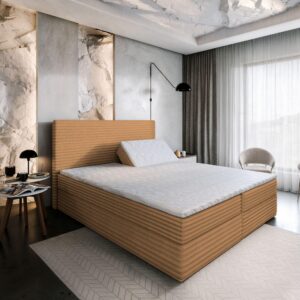 wohnli-moebel-suche-800000882560-1 BOXBETT MILARA 160x200 cm mit Matratze und Topper - Braun Holz MASSENO Möbel > Betten > Boxspringbetten Braun