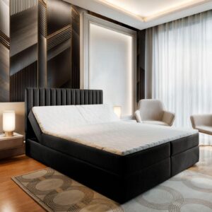 wohnli-moebel-suche-800000882566-1 BOXBETT MURLO 180x200 cm mit Matratze und Topper - Schwarz Holz MASSENO Möbel > Betten > Boxspringbetten Schwarz