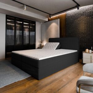 wohnli-moebel-suche-800000882581-1 BOXBETT ASTOR 180x200 cm mit Matratze und Topper - Schwarz Holz MASSENO Möbel > Betten > Boxspringbetten Schwarz