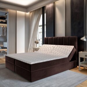 wohnli-moebel-suche-800000882587-1 BOXBETT BARINO 140x200 cm mit Matratze und Topper - Braun Holz MASSENO Möbel > Betten > Boxspringbetten Braun